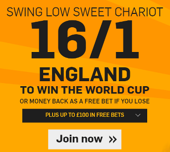 Betfair 16/1 on England to win Rugby World Cup Offer