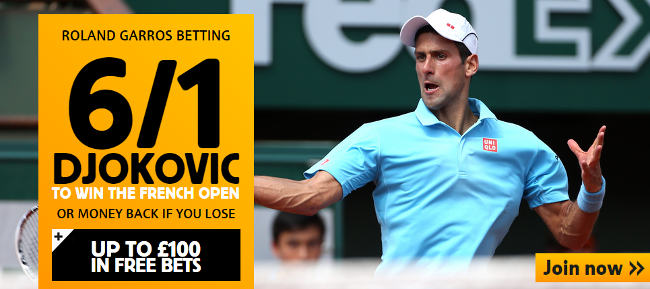 Betfair 6 to 1 Djokovic to win French Open Offer