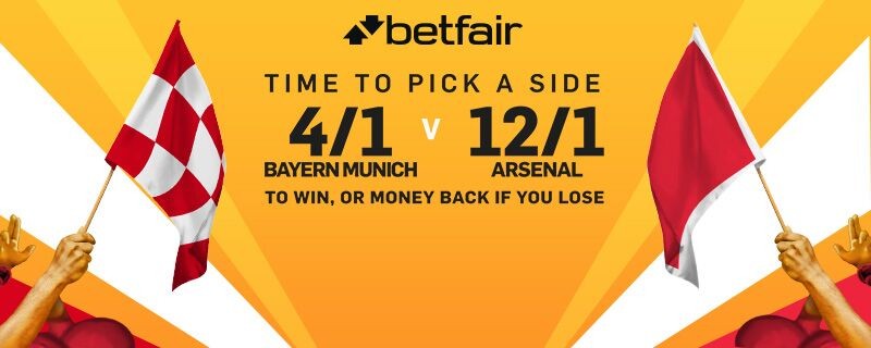 Betfair Enhanced Odds Offer Arsenal 12 to 1 or Bayern Munich 4 to 1 Champions League