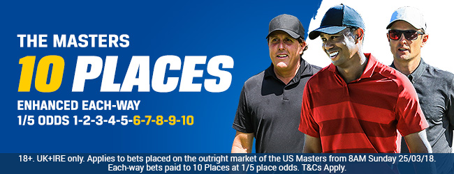 Coral US Masters 10 Places Offer 2018