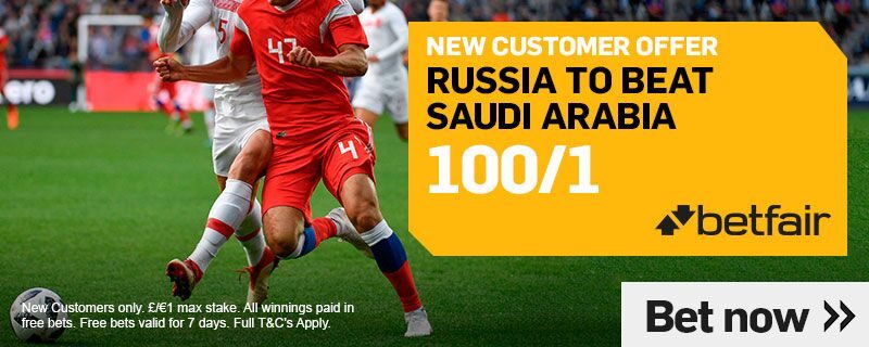 Russia v Saudi Arabia tips and 100/1 Betfair Russia Offer