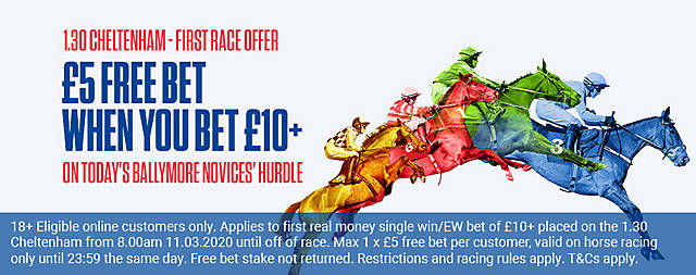 Coral Cheltenham Day Two Offer Bet £10 Get £5 Free Bet.11 March 2020
