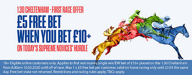 Coral Cheltenham First Race Free Bet Offer 2020